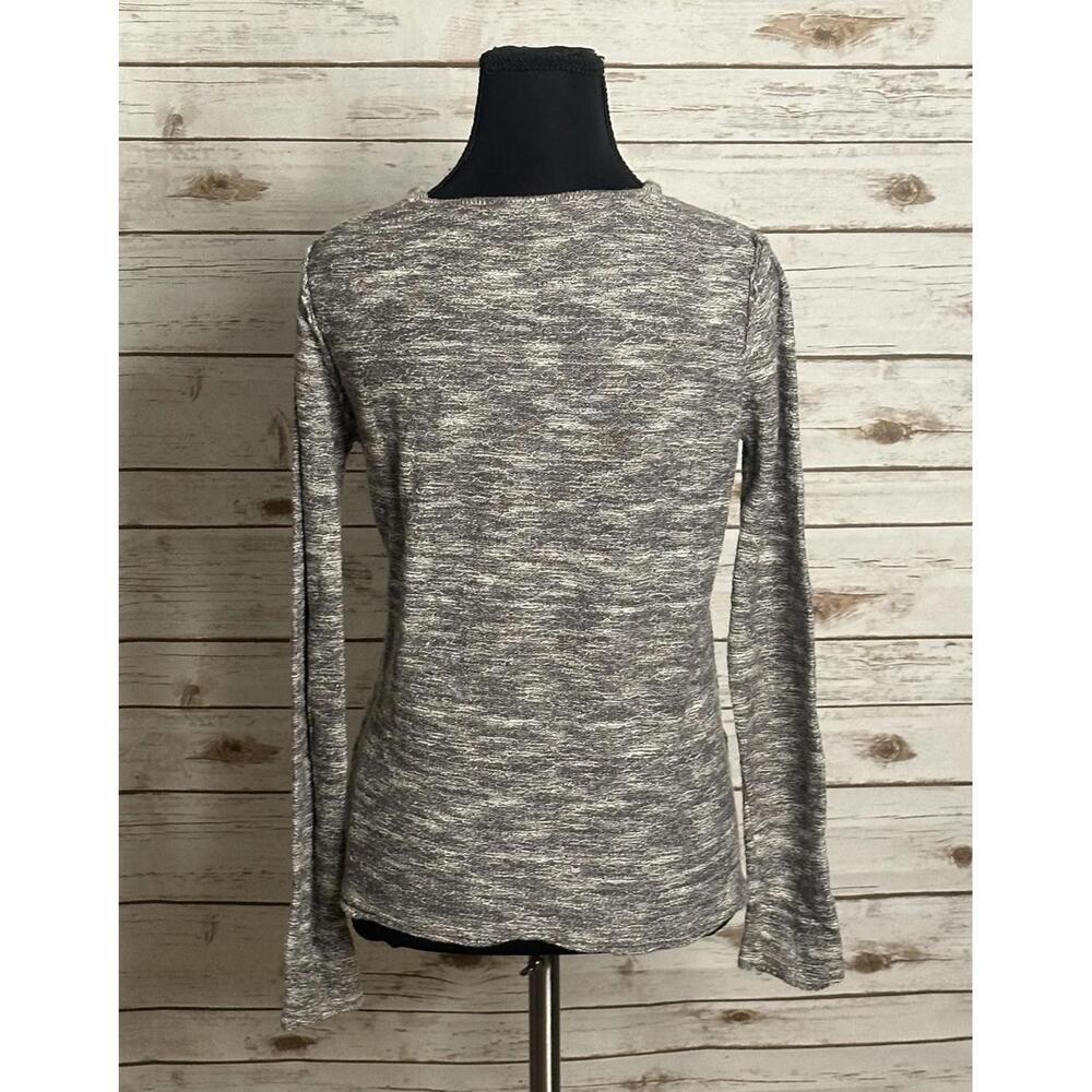 Free People taupe cotton/linen V surplice wrap front marled knit sweater Size S - Picture 3 of 5